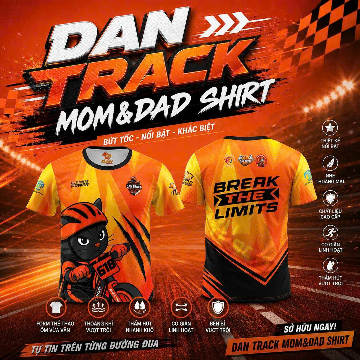 Áo Thun Thể Thao Cao Cấp DAN TRACK - Phiên Bản Mom & Dad